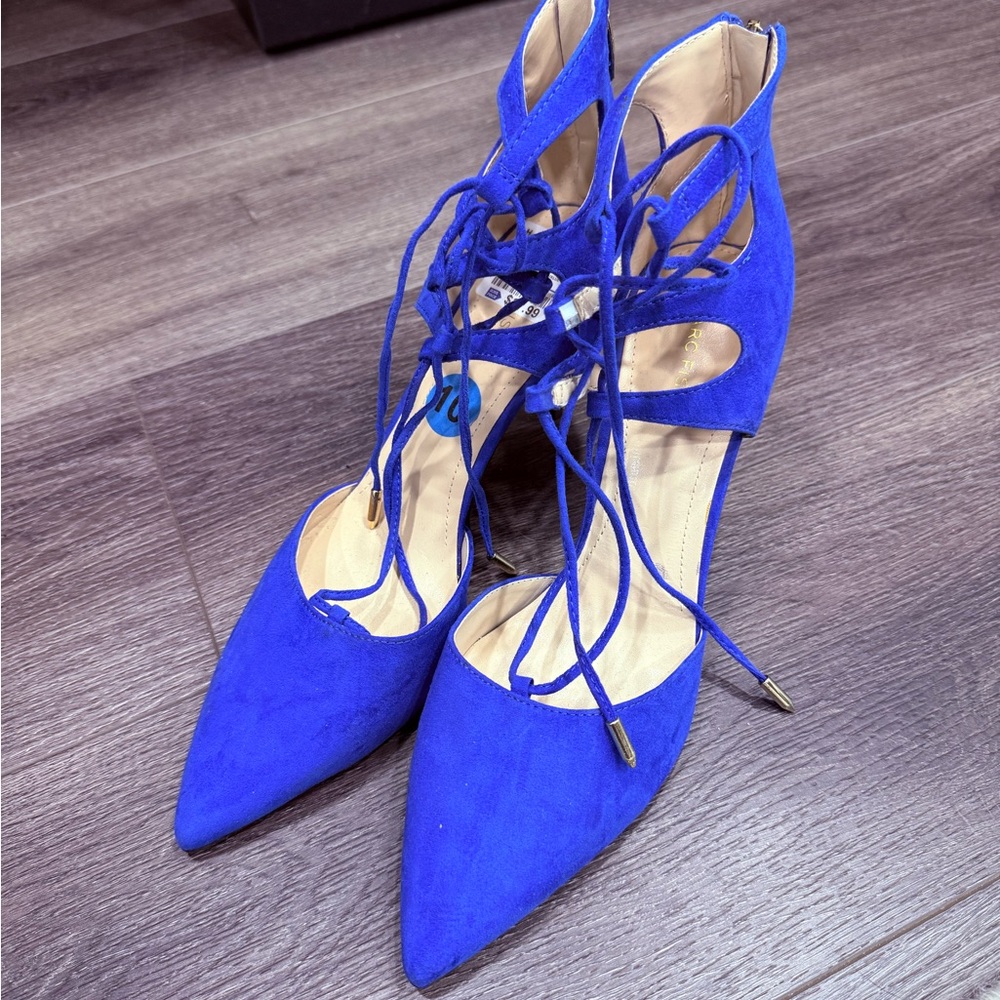 Elegant Blue Lace-Up Women's Shoes